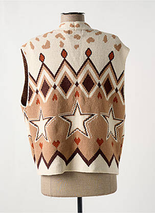 Gilet sans manche maille tricot beige CHERRY PARIS femme