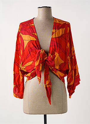 Boléro fermeture liens à nouer rouge TERRACOTTA femme
