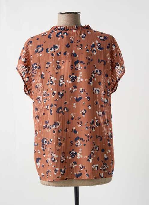 Blouse légère et transparente manches courtes marron KAFFE femme