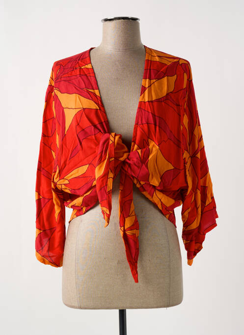 Boléro fermeture liens à nouer rouge TERRACOTTA femme