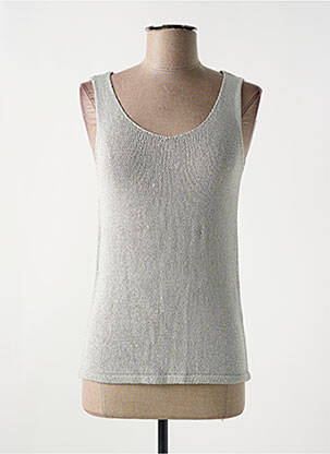 Pull stretch sans manche argent NELL femme