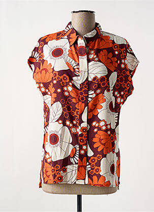 Chemisier imprimé fleurs manches courtes orange MADEMOISELLE YEYE femme