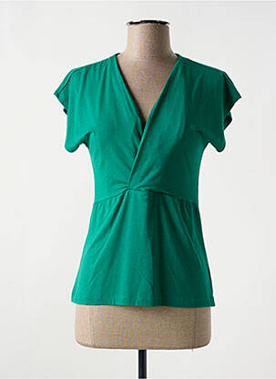 T-shirt col v manches courtes vert MADEMOISELLE YEYE femme