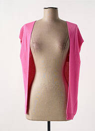 Gilet manches courtes maille tricot rose NELL femme