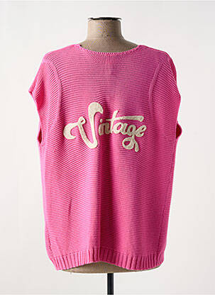 Gilet manches courtes maille tricot rose NELL femme