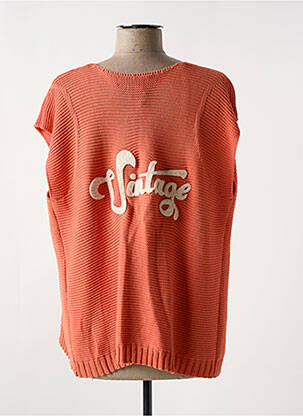 Gilet manches courtes maille tricot orange NELL femme