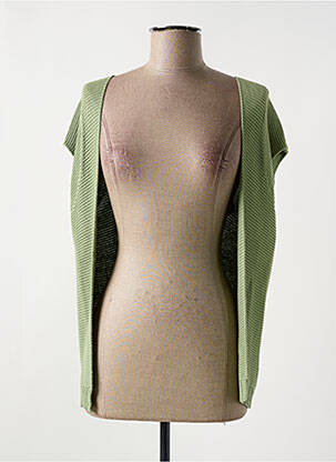 Gilet manches courtes maille tricot vert NELL femme