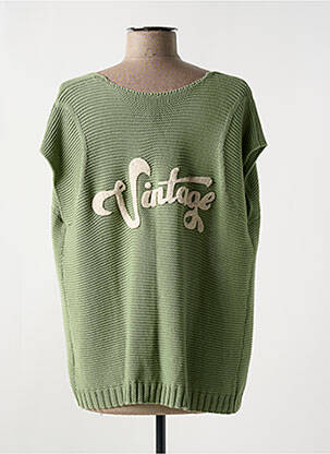 Gilet manches courtes maille tricot vert NELL femme