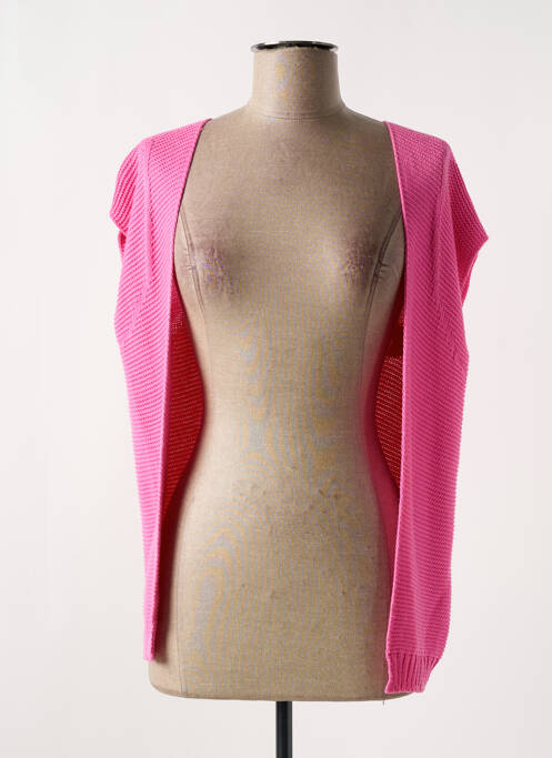 Gilet manches courtes maille tricot rose NELL femme