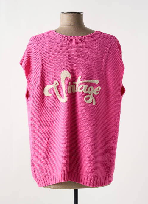 Gilet manches courtes maille tricot rose NELL femme