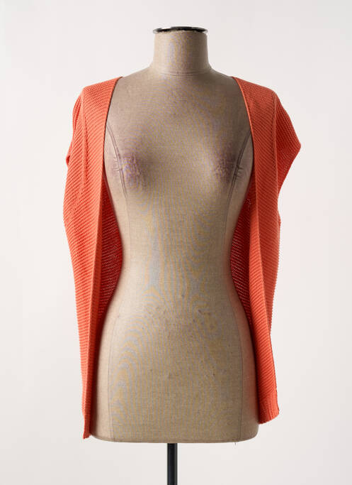 Gilet manches courtes maille tricot orange NELL femme
