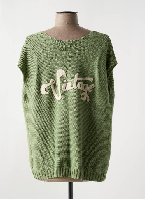 Gilet manches courtes maille tricot vert NELL femme