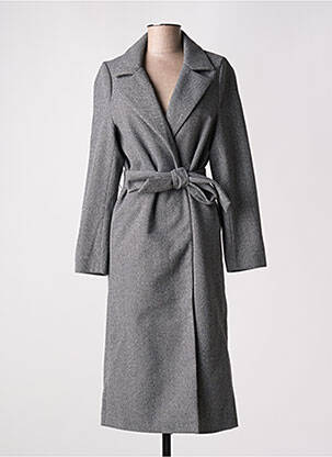 Manteau long coupe cintrée sans capuche gris LOSAN femme