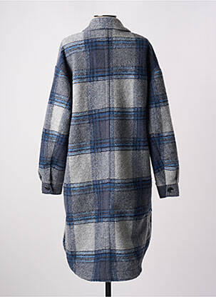 Manteau long coupe droite sans capuche bleu KAFFE femme