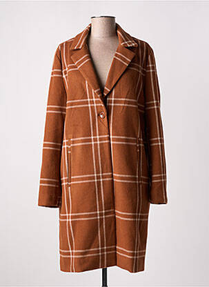 Manteau long coupe droite sans capuche marron LOSAN femme