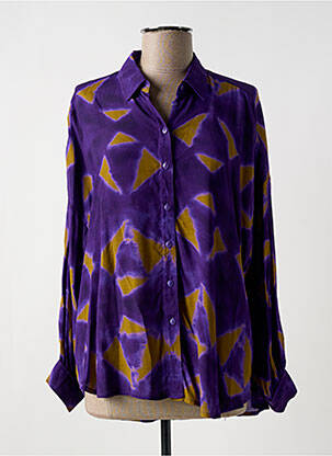 Chemisier tissage crêpe manches longues violet HOD femme
