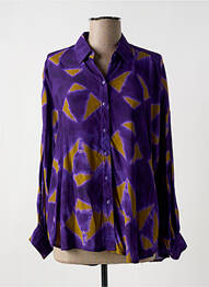Chemisier tissage crêpe manches longues violet HOD femme