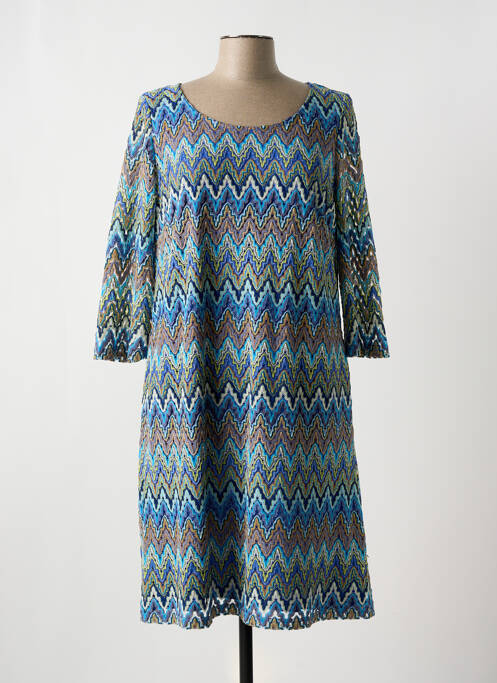 Robe mi-longue manches 3/4 manches 3/4 bleu VERA MONT femme