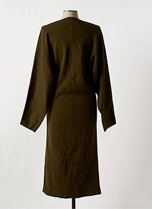 Robe pull tissage chiné manches longues vert MANGO femme