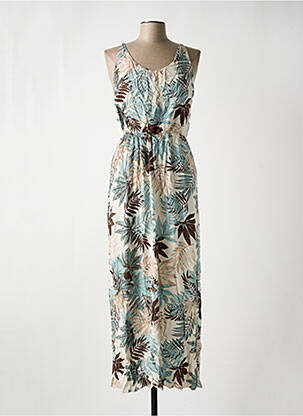 Robe longue manches bretelles ajustables fines bretelles beige HAILYS femme