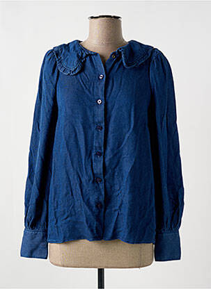 Chemisier manches longues manches longues bleu L'IMPECCABLE MARCEL femme