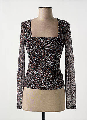 Top col carré manches longues marron DEUX. BY ELINE DE MUNCK femme