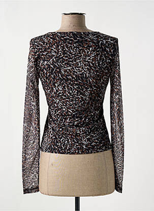 Top col carré manches longues marron DEUX. BY ELINE DE MUNCK femme
