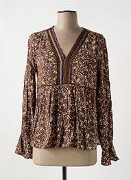 Blouse imprimé fleurs manches longues marron CHERRY PARIS femme