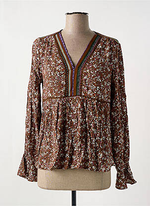 Blouse imprimé fleurs manches longues marron CHERRY PARIS femme