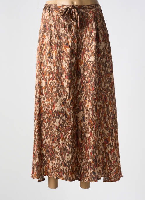 Jupe longue coupe fluide marron BELLITA femme