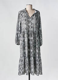 Robe mi-longue coupe fluide manches longues gris HAILYS femme