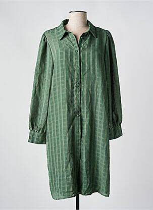 Robe mi-longue coupe fluide manches longues vert NEON & NYLON femme