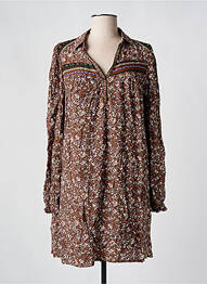 Robe courte manches longues manches longues marron CHERRY PARIS femme