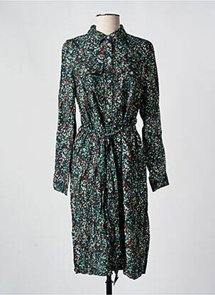 Robe mi-longue imprimé fleurs manches longues vert S.OLIVER femme