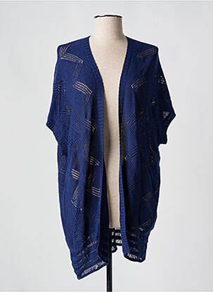 Gilet manches courtes maille ajourée bleu GABRIELLE BY MOLLY BRACKEN femme