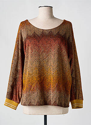 Pull stretch manches longues orange BELLITA femme