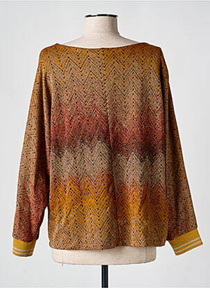 Pull coupe droite manches longues orange BELLITA femme
