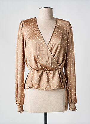 Blouse manches longues manches longues marron GUESS femme