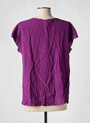 Blouse tissage popeline manches courtes violet BELLITA femme