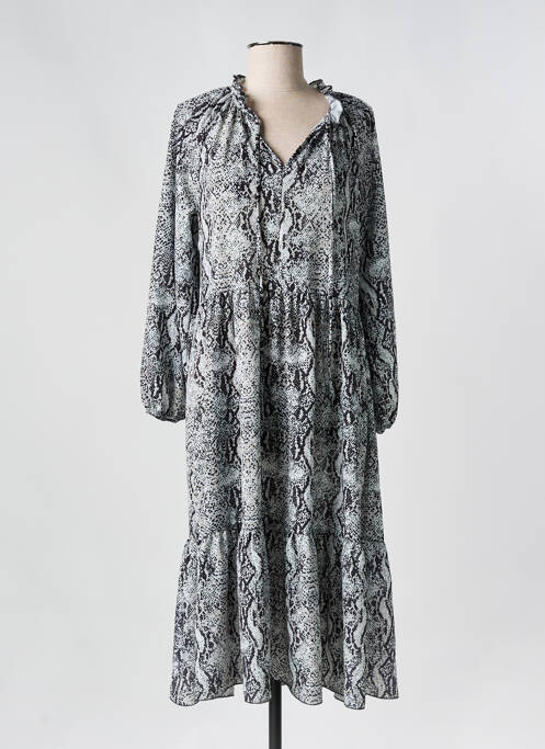Robe mi-longue coupe fluide manches longues gris HAILYS femme