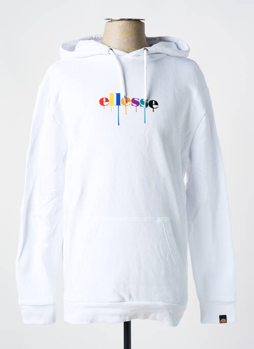 Sweat-shirt à capuche poches manches longues blanc ELLESSE homme