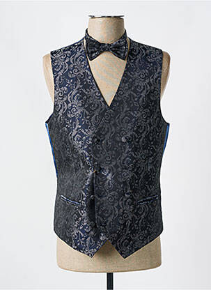 Gilet sans manche effet matière satinée bleu LEBOLE homme