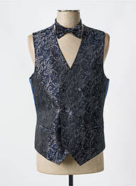 Gilet sans manche effet matière satinée bleu LEBOLE homme