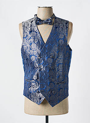 Gilet sans manche effet matière satinée bleu LEBOLE homme