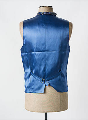 Gilet sans manche effet matière satinée bleu LEBOLE homme