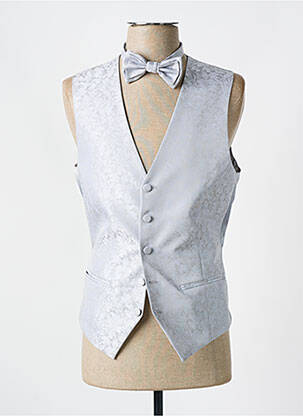 Gilet sans manche effet matière satinée gris LEBOLE homme