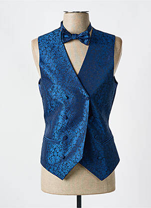 Gilet sans manche effet matière satinée bleu LEBOLE homme