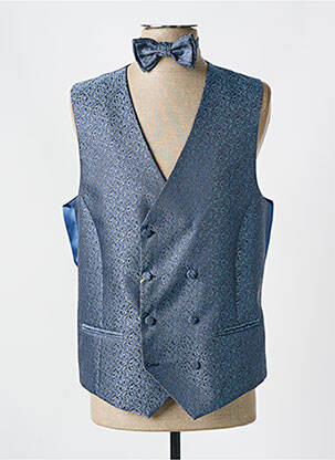 Gilet sans manche effet matière satinée bleu LEBOLE homme