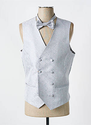 Gilet sans manche effet matière satinée gris LEBOLE homme