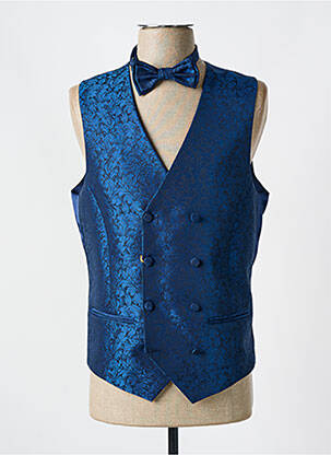Gilet sans manche effet matière satinée bleu LEBOLE homme